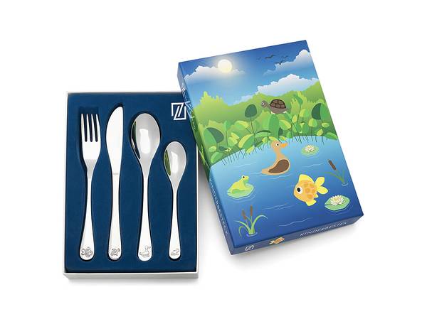 Kinderbesteck Gartenteichtiere 4-teilig - Edelstahl - Silber - Image 4