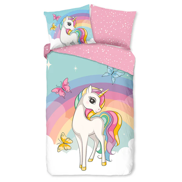 Kinderbettwäsche Dash - Baumwolle - 140 x 240 cm - Türkis / Pink - 140 x 240 cm