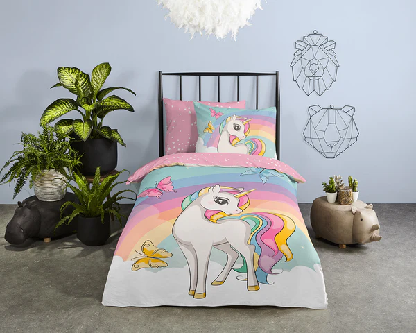 Kinderbettwäsche Dash - Baumwolle - 140 x 240 cm - Türkis / Pink - 140 x 240 cm - Image 2