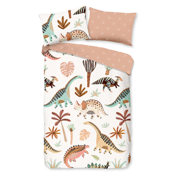 Kinderbettwäsche Dino - Baumwolle - 100 x 135 cm - Multicolor - 100 x 135 cm