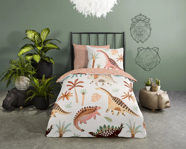 Kinderbettwäsche Dino - Baumwolle - 100 x 135 cm - Multicolor - 100 x 135 cm - Image 2