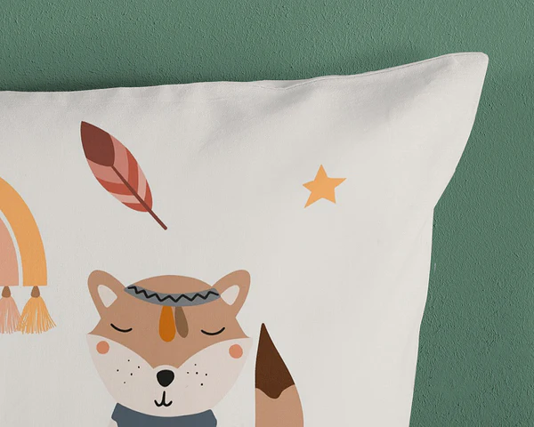 Kinderbettwäsche Eule und Fuchs - Baumwolle - Sand - 135 x 200 cm + Kissen 80 x 80 cm - Image 4