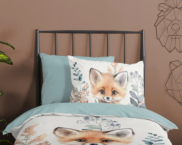 Kinderbettwäsche Fuchs - Baumwolle - Grün - 140 x 200/220 cm + Kissen 70 x 60 cm - Image 3