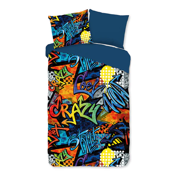 Kinderbettwäsche Jeff - Microfaser - Blau - 140 x 200/220 cm + Kissen 70 x 60 cm