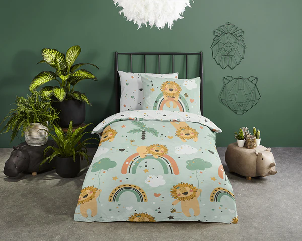 Kinderbettwäsche Lions - Baumwolle - 140 x 240 cm - Grün - 140 x 240 cm - Image 2