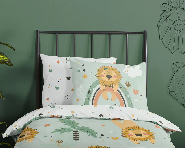 Kinderbettwäsche Lions - Baumwolle - 140 x 240 cm - Grün - 140 x 240 cm - Image 3