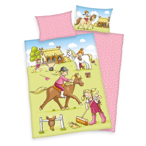 Kinderbettwäsche Ponyhof II - Baumwolle - Mehrfarbig
