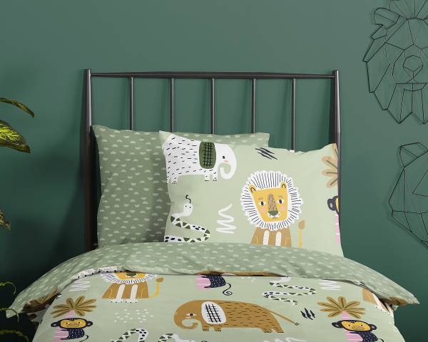 Kinderbettwäsche Udera - Renforcé - Hellgrün - 100 x 135 cm + Kissen 40 x 60 cm - Image 3