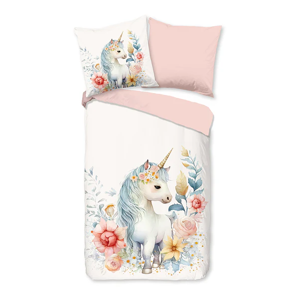 Kinderbettwäsche Unidream - Microfaser - Pink - 135 x 200 cm + Kissen 80 x 80 cm