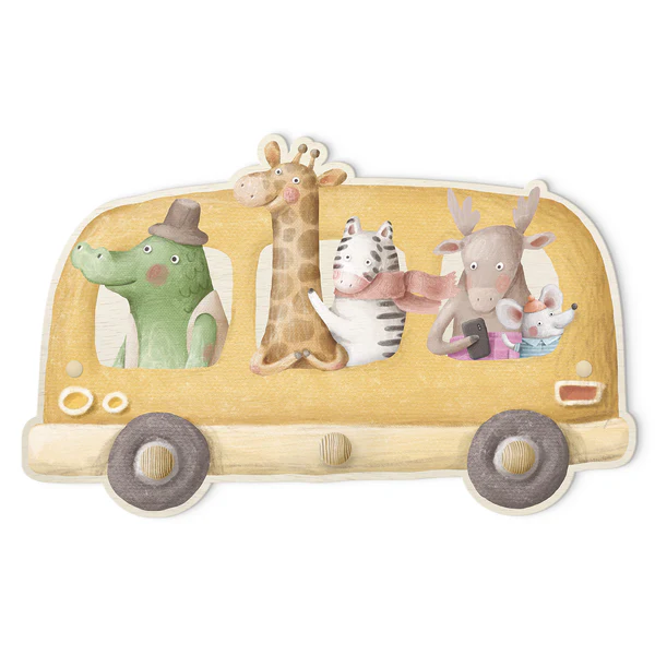 Kindergarderobe Bus voller Tiere - Mehrfarbig