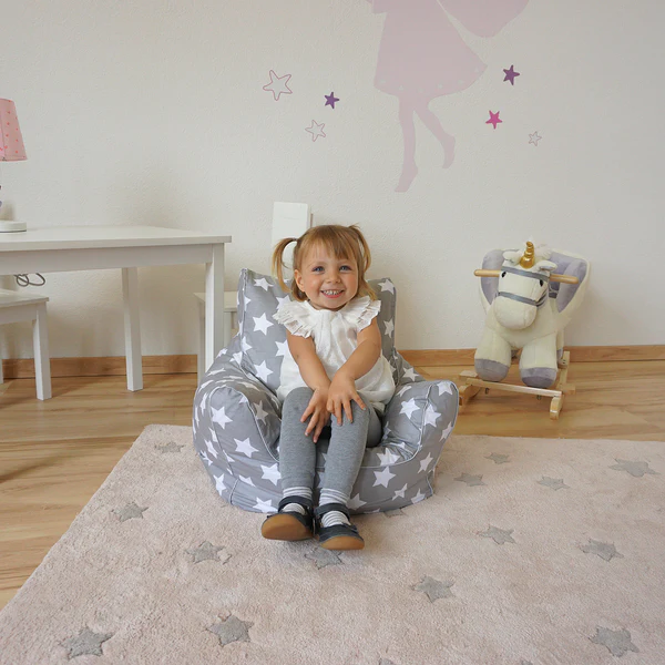 Kindersitzsack White Stars - Grau - Baumwollstoff - 50 x 43 x 40 cm - Image 2