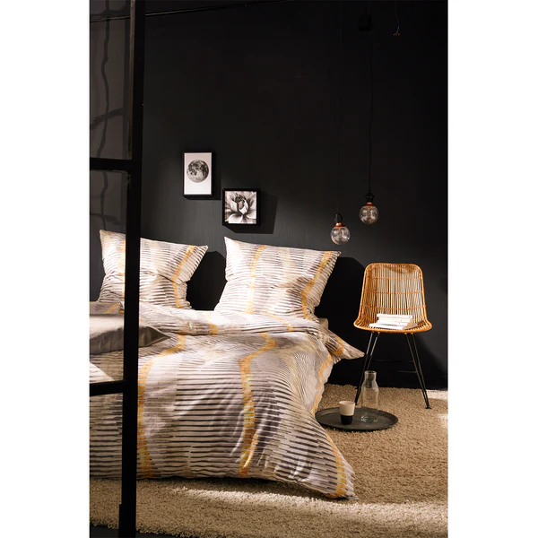 Kissenbezug Mika - Satin - Grau / Gold - Image 2