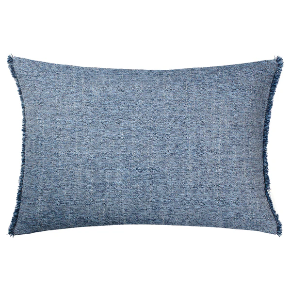 Kissenbezug Structured Fringes - Polyester / Leinen - Marineblau