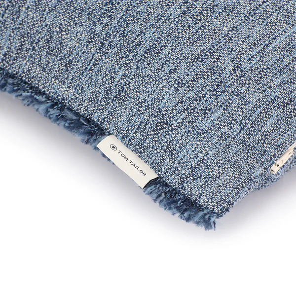 Kissenbezug Structured Fringes - Polyester / Leinen - Marineblau - Image 3