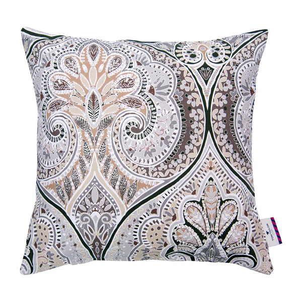 Kissenbezug T-Soft Paisley - Baumwollstoff - Grau / Braun