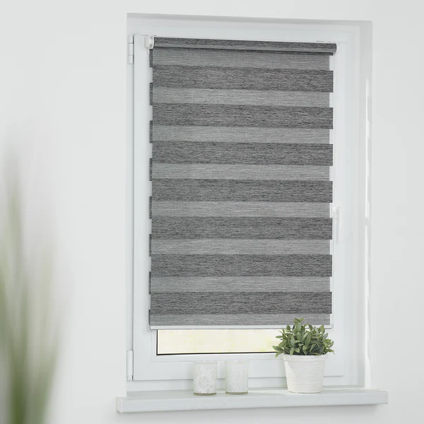 Klemmfix Duo Rollo meliert - Polyester - Grau - 100 x 150 cm - Image 3