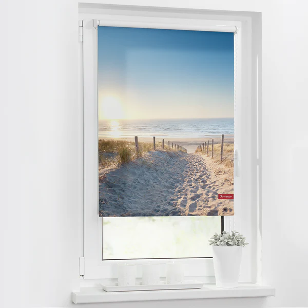Klemmfix-Rollo Ostseestrand - Polyester - Blau - 100 x 150 cm - Image 2