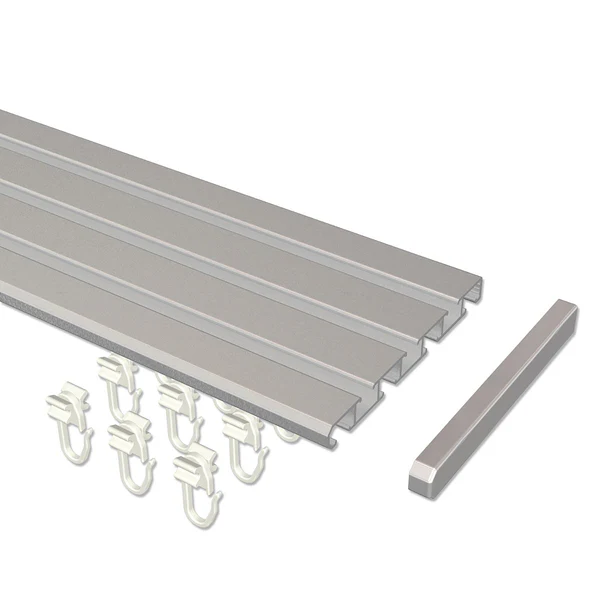 Kombischiene Husby 3-4-läufig - Aluminium - Silbergrau - Breite: 240 cm