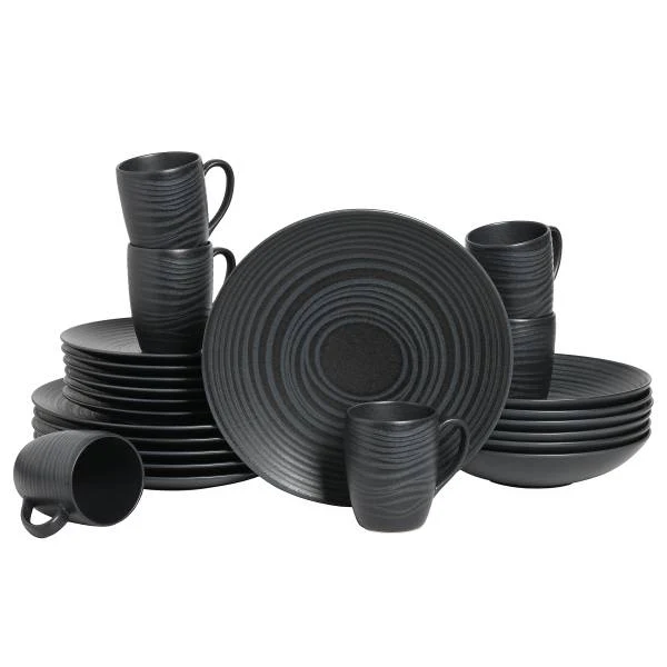 Kombiservice Lava Stone 24-teilig - Schwarz - Keramik - Andere - 42 x 40 x 37 cm