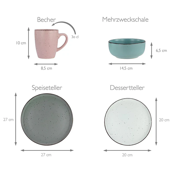 Kombiservice Modern Fashion - Steinzeug - Mehrfarbig - 16-teilig - Image 12