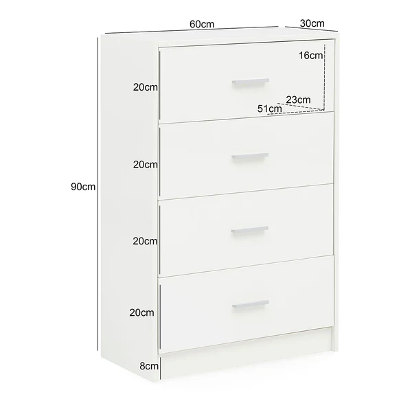 Kommode Carmelo - Spanplatte - Weiß / Silber - Höhe: 90 cm - Image 8