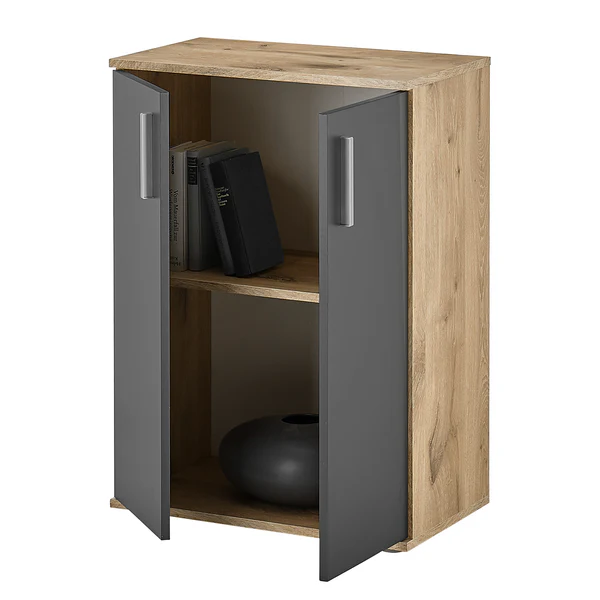 Kommode Gumton 60 cm - Grau / Eiche Dekor - Image 3