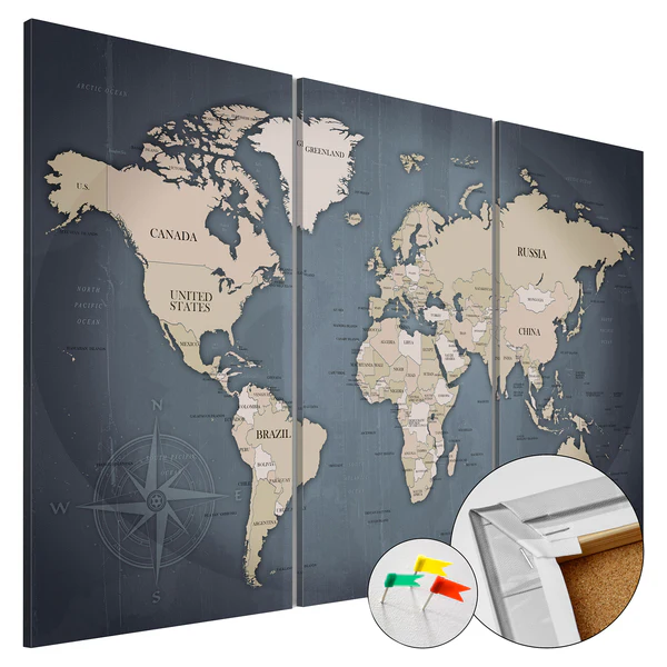 Korkbild Anthracitic World - Kork - Schwarz / Braun - 120 x 80 cm