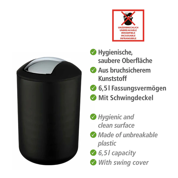 Kosmetikeimer Brasil - TPE - Fassungsvermögen: 6.5 L - Schwarz - Image 2