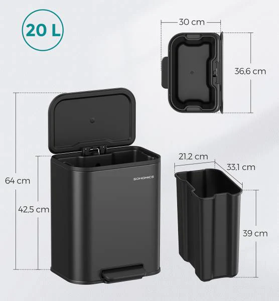 Küchenmülleimer Majma - Stahl pulverbeschichtet / Polypropylen - Schwarz - Image 8