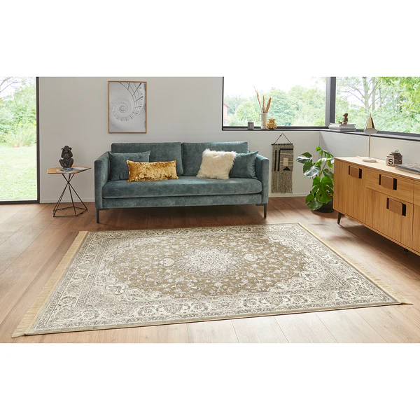 Kurzflorteppich Antik Nain - Viskose / Baumwolle - Olivgrün - 95 x 140 cm - Image 2