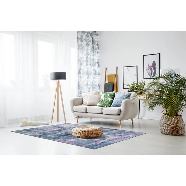 Kurzflorteppich Prima I - Polyester - Grau / Blau - 80 x 150 cm - Image 2