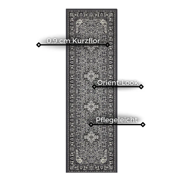 Kurzflorteppich Skazar Isfahan - Polypropylen - Dunkelgrau - 80 x 150 cm - Image 7