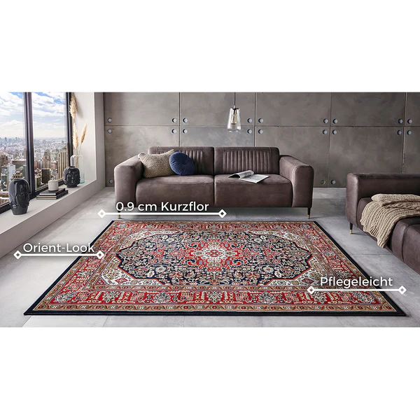 Kurzflorteppich Skazar Isfahan - Polypropylen - Marineblau - 80 x 150 cm - Image 5