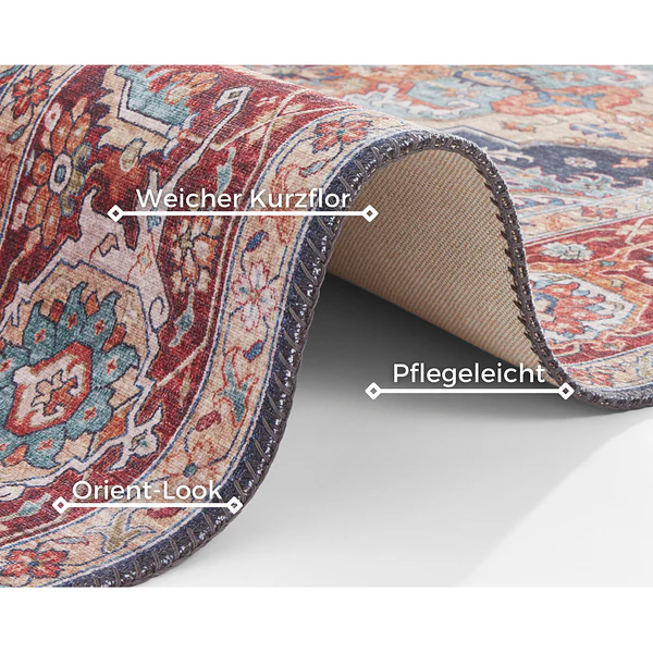 Kurzflorteppich Sylla - Webstoff - Marineblau - 80 x 150 cm - Image 8