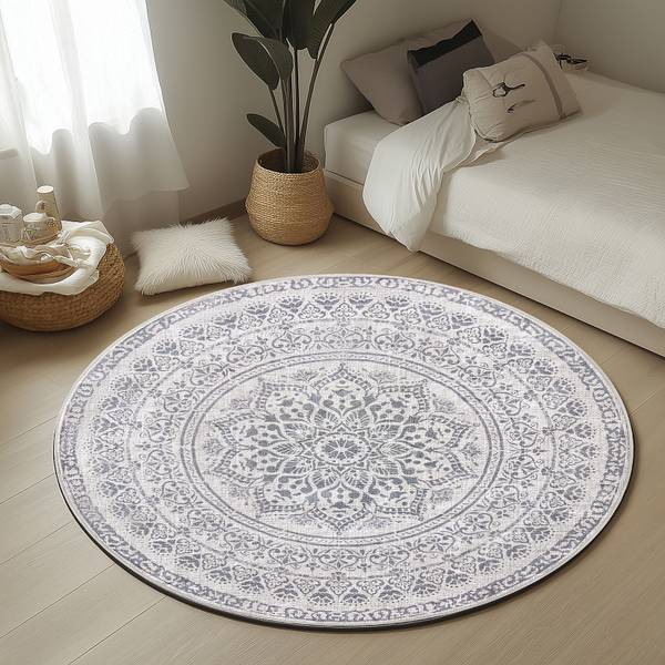 Kurzflorteppich Targo Rund - Taubengrau - Durchmesser: 120 cm - Image 2