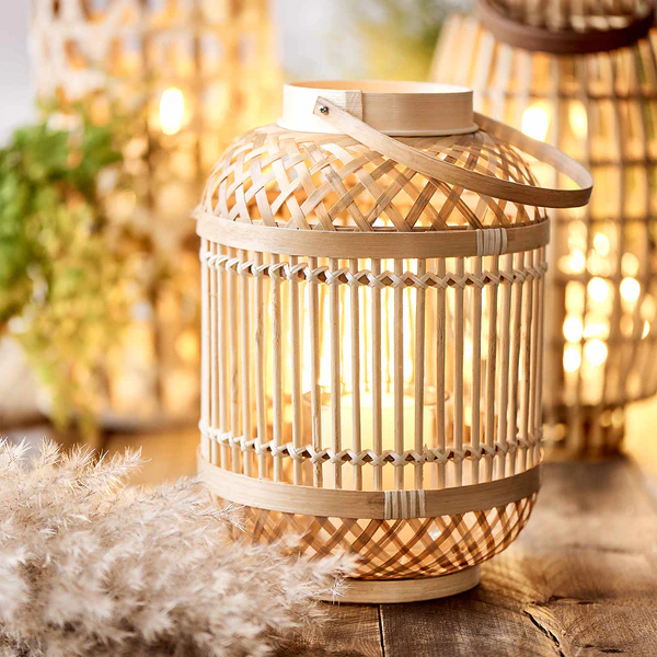 Laterne BAMBOO NIGHTS - Bambus / Glas - Beige - Image 2