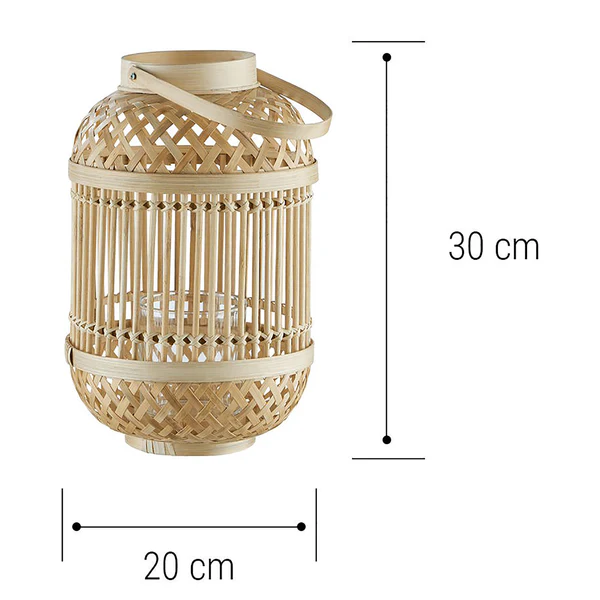 Laterne BAMBOO NIGHTS - Bambus / Glas - Beige - Image 4