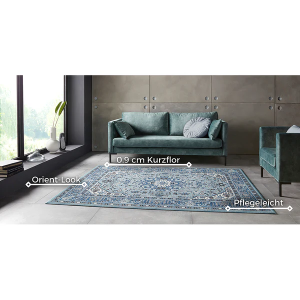 Läufer Skazar Isfahan - Polypropylen - Himmelblau - Image 5