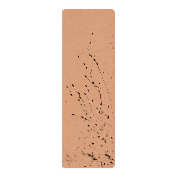 Läufer/Yogamatte Zarte Gräser - Oberfläche: Kork / Unterseite: Naturkautschuk - Schwarz / Weiß