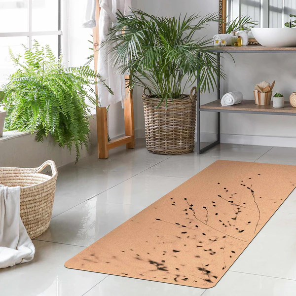 Läufer/Yogamatte Zarte Gräser - Oberfläche: Kork / Unterseite: Naturkautschuk - Schwarz / Weiß - Image 2