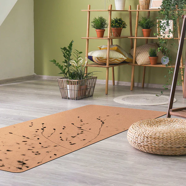Läufer/Yogamatte Zarte Gräser - Oberfläche: Kork / Unterseite: Naturkautschuk - Schwarz / Weiß - Image 3