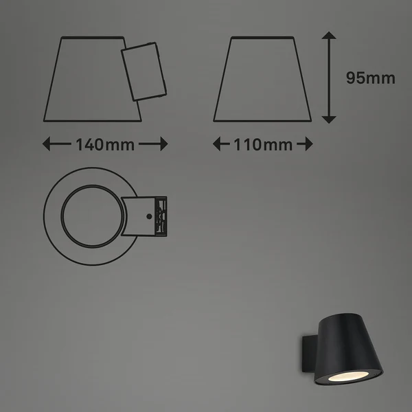LED-Außenwandleuchte Neapel - Klarglas / Aluminium - 1-flammig - Schwarz - Image 6