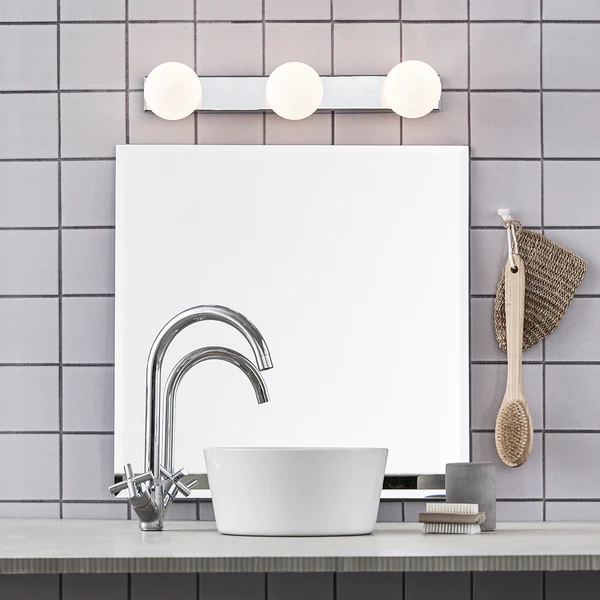 LED-Badleuchte Mini II - Milchglas / Edelstahl - 3-flammig - Silber - Image 2