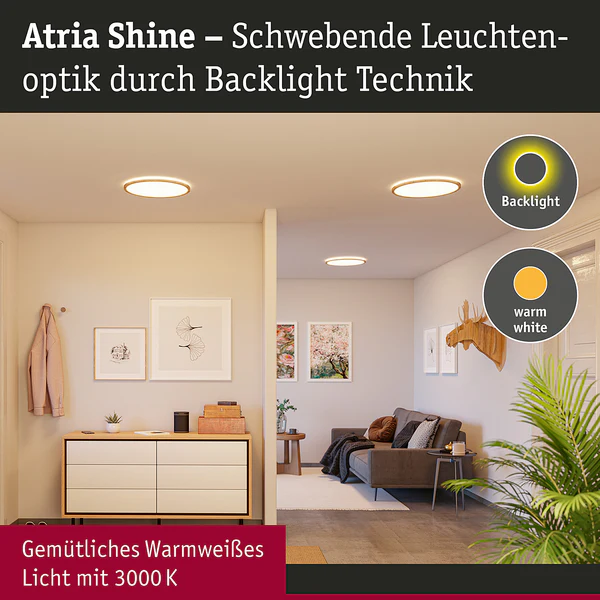 LED-Deckenleuchte Atria Shine Rund Oak - Kunststoff / Eiche Optik - Braun - 1-flammig - Durchmesser: 19 cm - Warmweiß - Image 4