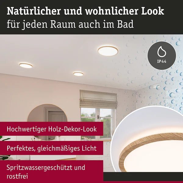 LED-Deckenleuchte Atria Shine Rund Oak - Kunststoff / Eiche Optik - Braun - 1-flammig - Durchmesser: 29 cm - Warmweiß - Image 6