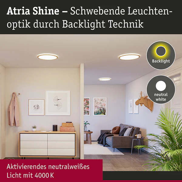 LED-Deckenleuchte Atria Shine Rund Oak - Kunststoff / Eiche Optik - Braun - 1-flammig - Durchmesser: 42 cm - Universalweiß - Image 5
