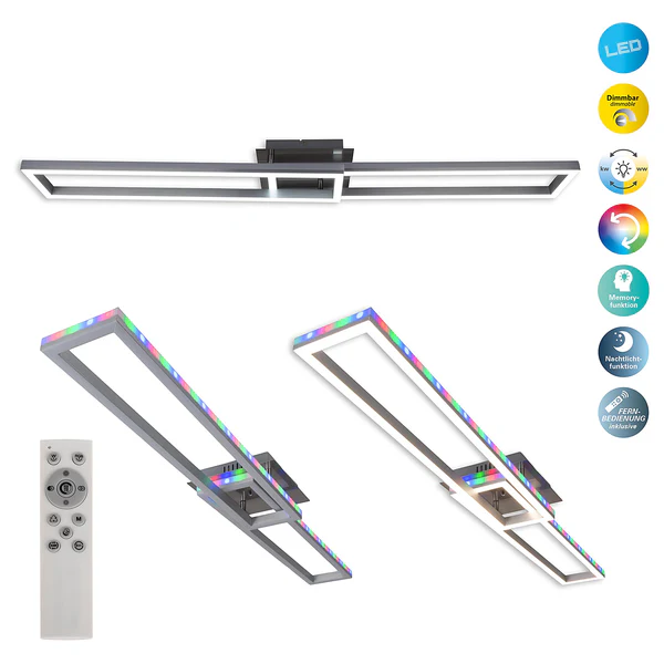 LED-Deckenleuchte Bantry - Aluminium / Kunststoff - Silber - Flammenanzahl: 2 - Image 13