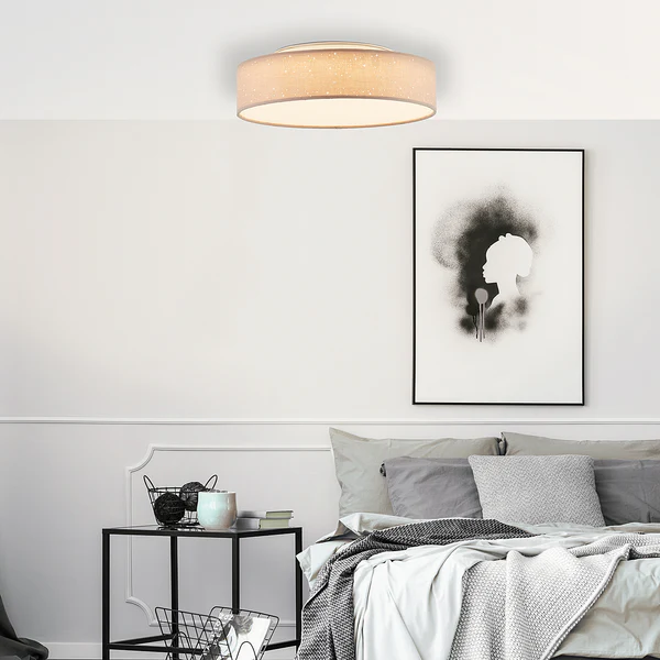 LED-Deckenleuchte Baska - Mischgewebe / Eisen - 1-flammig - Braun - Image 2