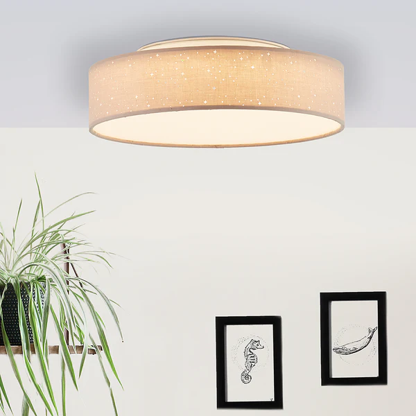LED-Deckenleuchte Baska - Mischgewebe / Eisen - 1-flammig - Braun - Image 3
