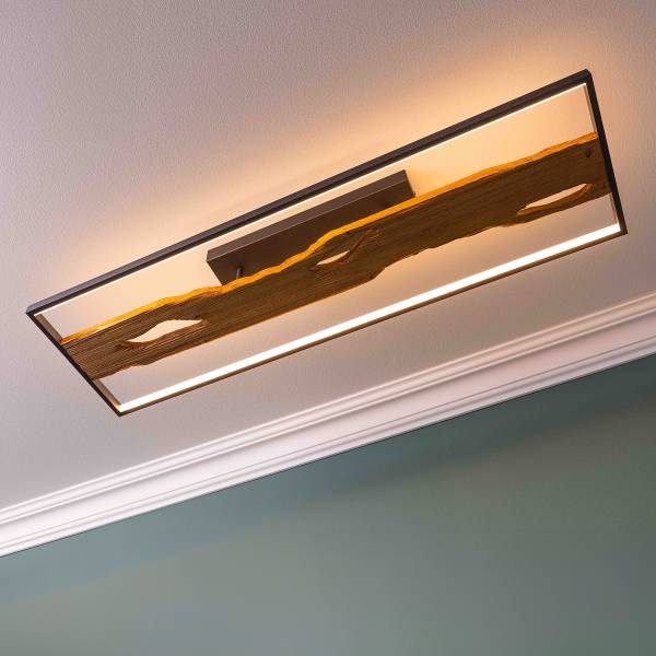 LED-Deckenleuchte Chaumont - Eisen / Gummibaum - Schwarz - 1-flammig